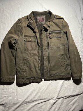 Levi's Men's Cotton Zip-Front Jacket Military Field Jacket Olive Size Large